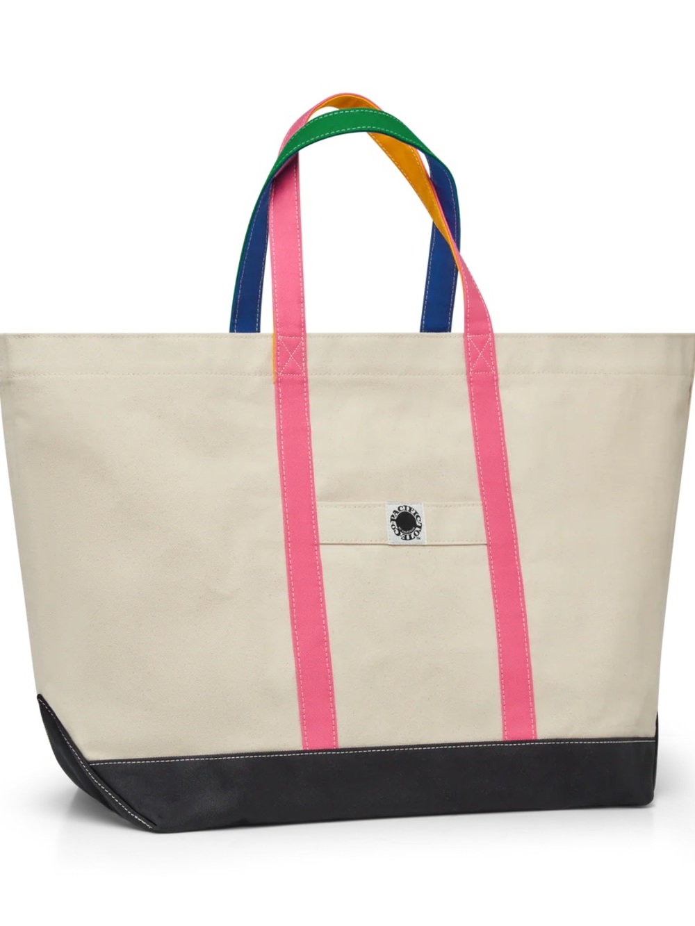 Canvas Tote with Pink Straps and Black Base